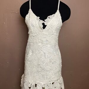 Nasty Gal off white Floral Lace Mini Dress with Cutout